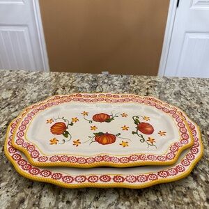 Floral Pumpkin Ceramic Platter